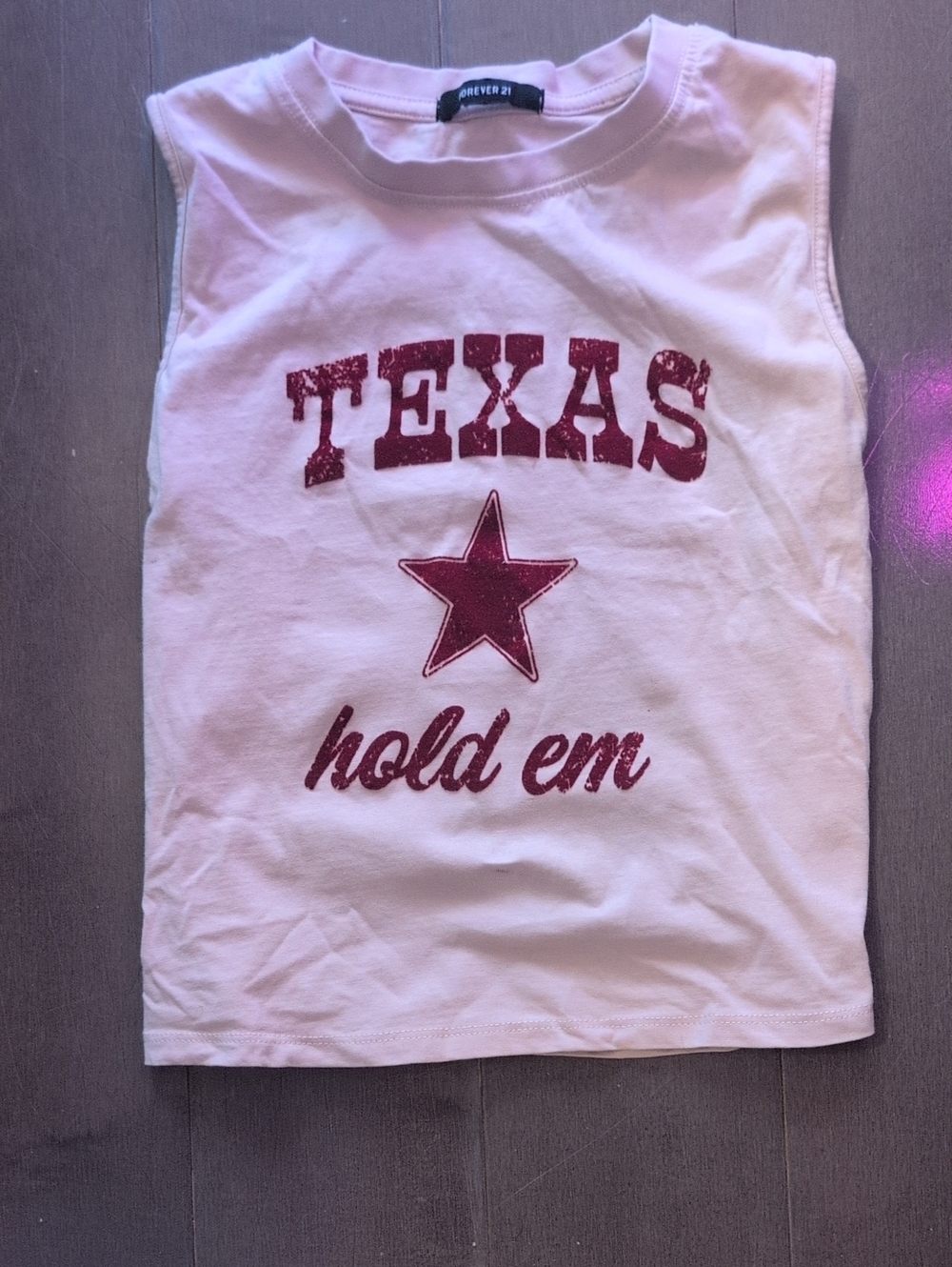 BRAND NEW Forever 21 Girls White 'Texas Hold Em' Crop Top